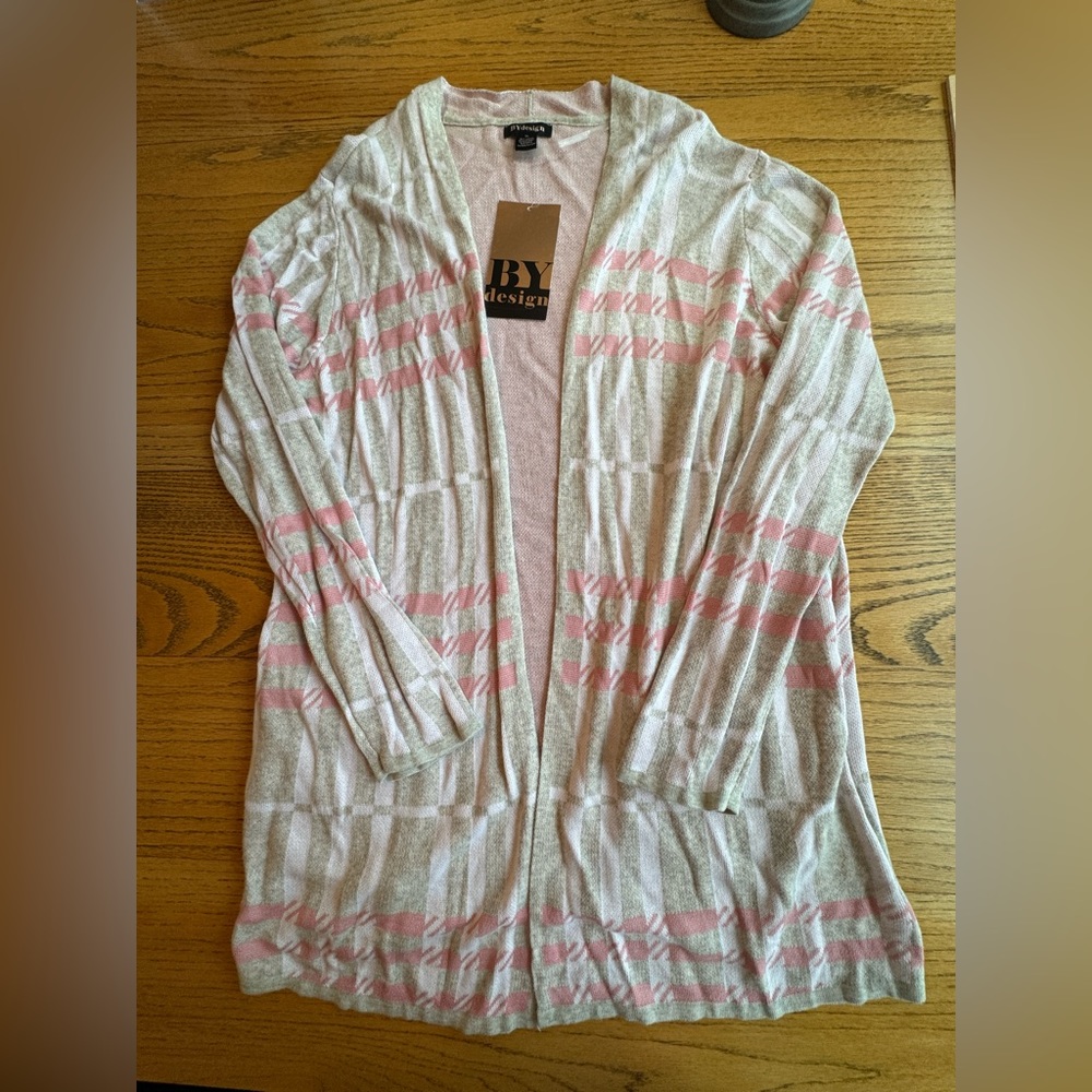 ByDesign Women’s Size XL Pink &‎ White Knit Cardigan NWT sold as is see photo